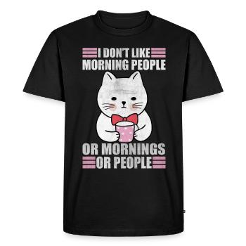 Morning People Sarcasm Coffee Moody Cat Funny - Men's Premium Organic T-Shirt - black - Front - Nico (187cm)