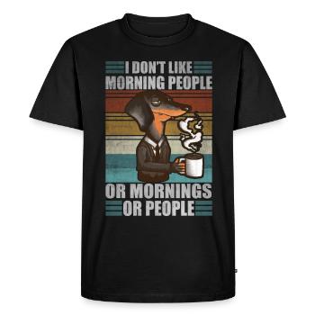 Teckel sarcastique Café Moody Wiener Dog - T-shirt Premium bio Homme - noir - Devant - Nico (187cm)