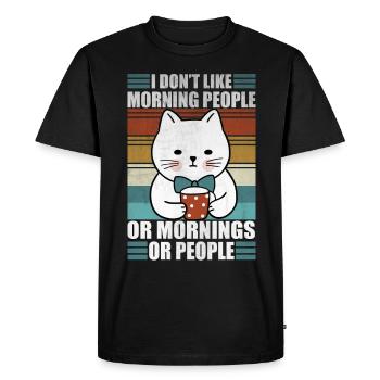 Sarcastic Cat Morning People Coffee Moody Kitty - Men's Premium Organic T-Shirt - black - Front - Nico (187cm)