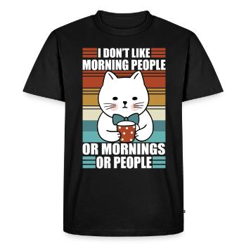 Morning People Sarcasme Café Moody Cat - T-shirt Premium bio Homme - noir - Devant - Nico (187cm)