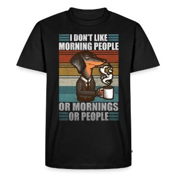 Moody Dachshund Coffee Sarcastic Wiener Dog - Men's Premium Organic T-Shirt - black - Front - Nico (187cm)