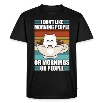Sarcastic Kitty Coffee Moody Lazy Cat - Men's Premium Organic T-Shirt - black - Front - Nico (187cm)