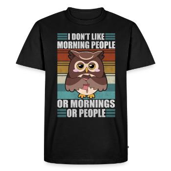 Sarcastique Owl Moody Coffee Lazy Owls - T-shirt Premium bio Homme - noir - Devant - Nico (187cm)