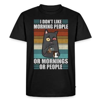 Chat sarcastique Moody Morning People Coffee Lazy Kit - T-shirt Premium bio Homme - noir - Devant - Nico (187cm)