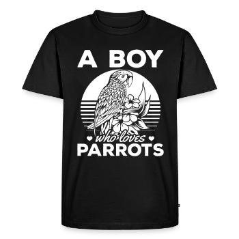 Cockatiel Parrot Bird lover a boy, - Men's Premium Organic T-Shirt - black - Front - Nico (187cm)