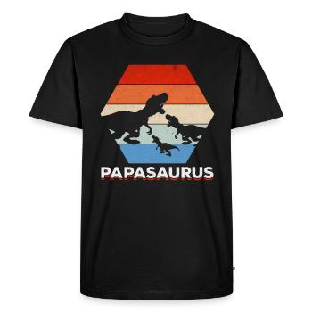 Papasaurus 2 Kids Papa Dino Papa Dinosaur - Men's Premium Organic T-Shirt - black - Front - Nico (187cm)