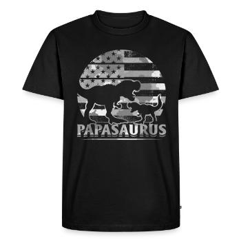 Papa Saurus Papa dinosaur with American - Men's Premium Organic T-Shirt - black - Front - Nico (187cm)