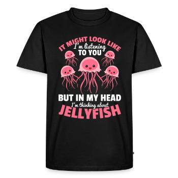 Jellyfish Lover Mais dans ma tête je pense à - T-shirt Premium bio Homme - noir - Devant - Nico (187cm)