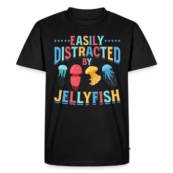 Méduses, que j’ai facilement distraites des méduses - T-shirt Premium bio Homme - noir - Devant - Nico (187cm)