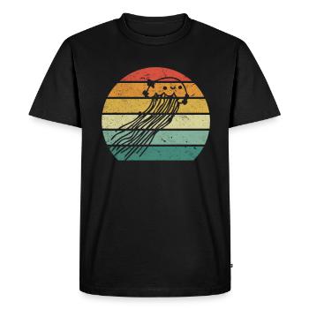 Méduse Amoureuse Méduse Rétro Qualle - T-shirt Premium bio Homme - noir - Devant - Nico (187cm)