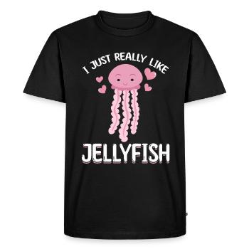 Méduses Méduses J’aime beaucoup les méduses - T-shirt Premium bio Homme - noir - Devant - Nico (187cm)