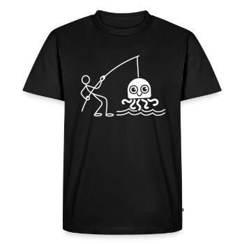 Drôle de méduse Stick Figure Méduse Pêche - T-shirt Premium bio Homme - noir - Devant - Nico (187cm)