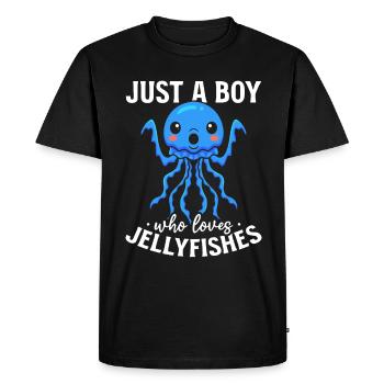 Jellyfish Lover Je suis juste un garçon qui a des méduses - T-shirt Premium bio Homme - noir - Devant - Nico (187cm)