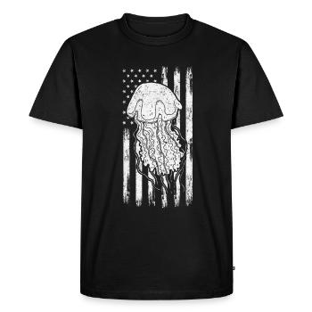 Méduse Drapeau américain Méduse Amoureux - T-shirt Premium bio Homme - noir - Devant - Nico (187cm)