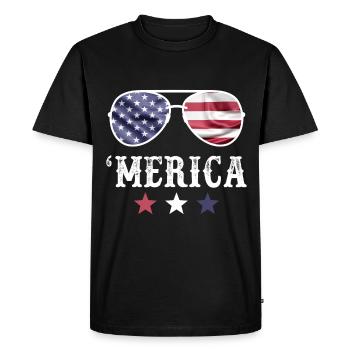 Merica Lunettes de soleil 4 juillet Hommes Femmes Américaine F - T-shirt Premium bio Homme - noir - Devant - Nico (187cm)