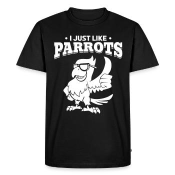 I like parrots Cool parrot with sunglasses - Men's Premium Organic T-Shirt - black - Front - Nico (187cm)