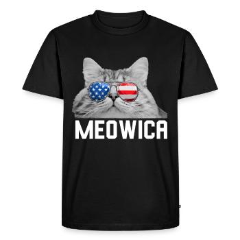 Cat 4 juillet Hommes Femmes USA Drapeau américain - T-shirt Premium bio Homme - noir - Devant - Nico (187cm)