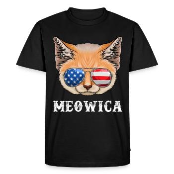Chat 4 juillet Hommes Femmes Chaton USA Drapeau américain - T-shirt Premium bio Homme - noir - Devant - Nico (187cm)