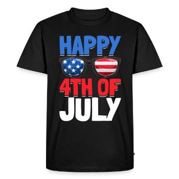 Joyeux 4 juillet Fête du drapeau américain Journée patriotique 4ème - T-shirt Premium bio Homme - noir - Devant - Nico (187cm)