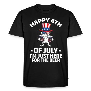 Patriotic Happy 4th Of July I'm Just Here For The - Men's Premium Organic T-Shirt - black - Front - Nico (187cm)