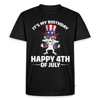 Fête du 4 juillet C’est mon anniversaire Joyeux 4 - T-shirt Premium bio Homme - noir - Devant - Nico (187cm)