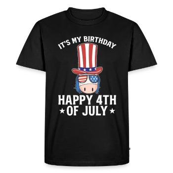 4 juillet Licorne C’est mon anniversaire Joyeux 4th Of - T-shirt Premium bio Homme - noir - Devant - Nico (187cm)