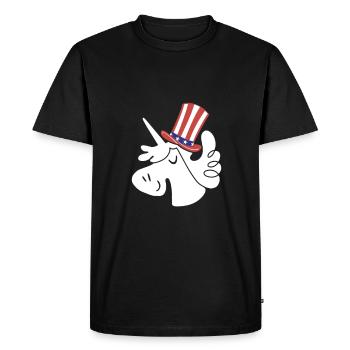 4th Of July Party Licorne DRAPEAU AMÉRICAIN Happy 4th Of - T-shirt Premium bio Homme - noir - Devant - Nico (187cm)