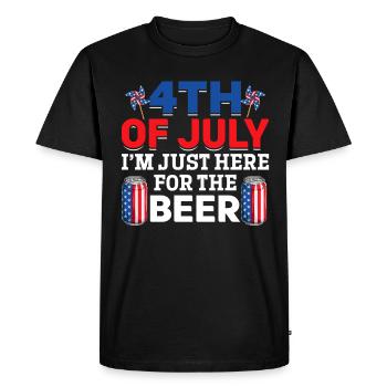 4 juillet, je suis juste ici pour la bière patriotique - T-shirt Premium bio Homme - noir - Devant - Nico (187cm)