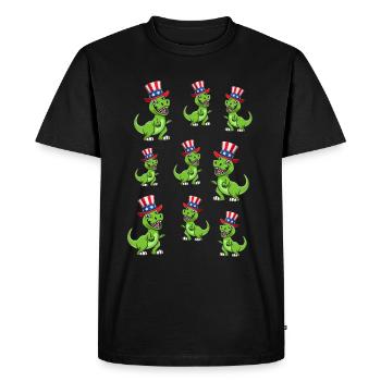 Fête patriotique du 4 juillet Dinosaure 4 juillet - T-shirt Premium bio Homme - noir - Devant - Nico (187cm)