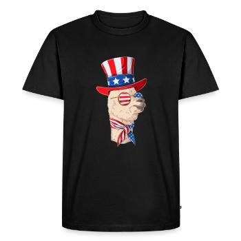 Fête patriotique Lama Drapeau américain I 4 juillet - T-shirt Premium bio Homme - noir - Devant - Nico (187cm)