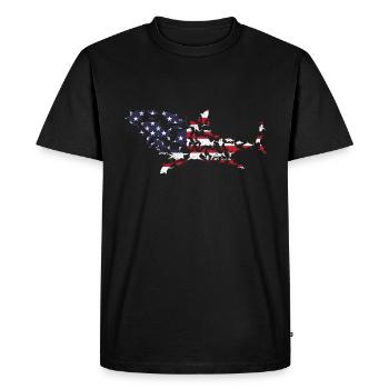Grand requin blanc 4 juillet Drapeau américain 4 juillet - T-shirt Premium bio Homme - noir - Devant - Nico (187cm)