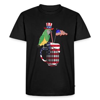 Drôle de fête patriotique Perroquet 4 juillet - T-shirt Premium bio Homme - noir - Devant - Nico (187cm)