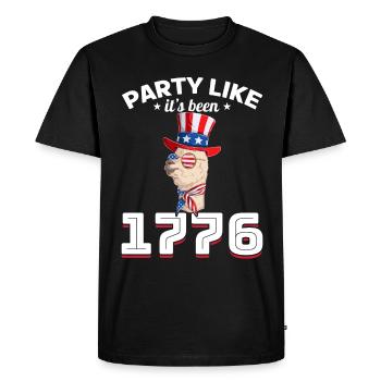 Drôle de lama 4 juillet Fête comme si c’était 1776 - T-shirt Premium bio Homme - noir - Devant - Nico (187cm)