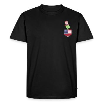 Journée patriotique Dino Drapeau américain Dino Pocket 4 juillet - T-shirt Premium bio Homme - noir - Devant - Nico (187cm)