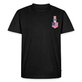 Licorne patriotique Drapeau américain Licorne Poche 4ème de - T-shirt Premium bio Homme - noir - Devant - Nico (187cm)