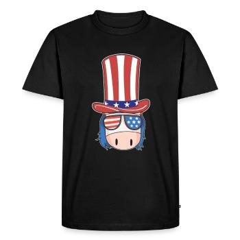 Journée patriotique Licorne Chapeau drapeau américain 4 juillet - T-shirt Premium bio Homme - noir - Devant - Nico (187cm)