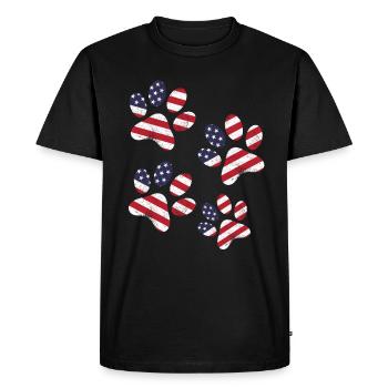 4 juillet Pattes de chien Drapeau américain Patriotic Day Dog - T-shirt Premium bio Homme - noir - Devant - Nico (187cm)