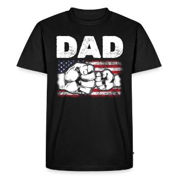 US Flag Dad & Son Fist Bump Patriotic Dad 4th Of - Men's Premium Organic T-Shirt - black - Front - Nico (187cm)