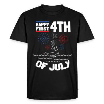 Pregnancy Baby Shower Party Happy First 4th Of - Men's Premium Organic T-Shirt - black - Front - Nico (187cm)