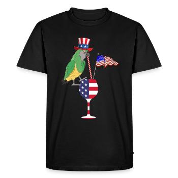 Parrot Patriotic Day Parrot Fête du 4 juillet - T-shirt Premium bio Homme - noir - Devant - Nico (187cm)