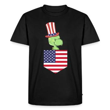 Dino Patriotic Day Drapeau américain Dino Pocket 4 juillet - T-shirt Premium bio Homme - noir - Devant - Nico (187cm)