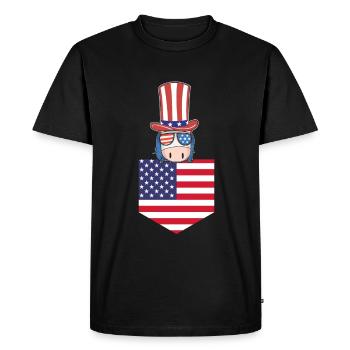 Licorne Patriotique DRAPEAU AMÉRICAIN Licorne Poche 4ème de - T-shirt Premium bio Homme - noir - Devant - Nico (187cm)