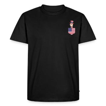Journée patriotique Lama Drapeau américain Llama Pocket 4ème de - T-shirt Premium bio Homme - noir - Devant - Nico (187cm)