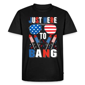 Feux d’artifice patriotiques Humour Amérique - T-shirt Premium bio Homme - noir - Devant - Nico (187cm)