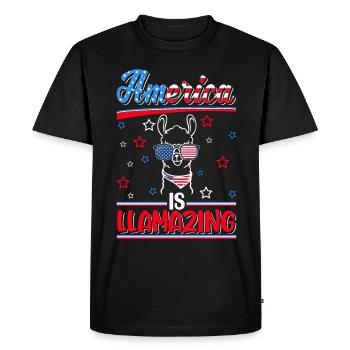 Llama USA Hommes Femmes Amérique 4 juillet - T-shirt Premium bio Homme - noir - Devant - Nico (187cm)