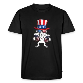 Patriotic Monkey Drapeau américain 4 juillet - T-shirt Premium bio Homme - noir - Devant - Nico (187cm)