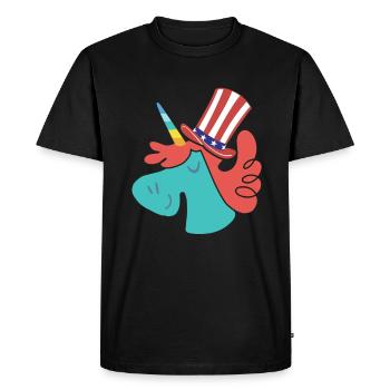 Fête Licorne 4 juillet Drapeau américain Américain - T-shirt Premium bio Homme - noir - Devant - Nico (187cm)