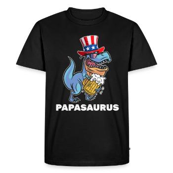 Journée patriotique Papa Dinosaure 4 juillet Dino - T-shirt Premium bio Homme - noir - Devant - Nico (187cm)