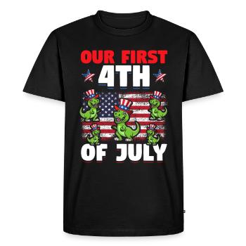 Patriotic Dino Notre Premier 4 Juillet Patriotique - T-shirt Premium bio Homme - noir - Devant - Nico (187cm)