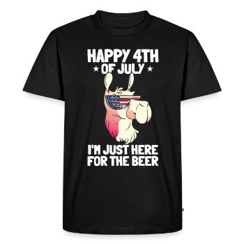 Patriotic Llama Joyeux 4 juillet je suis juste ici - T-shirt Premium bio Homme - noir - Devant - Nico (187cm)